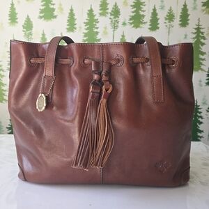 Patricia Nash Tan BrownLeather Shoulder Tote Bag.